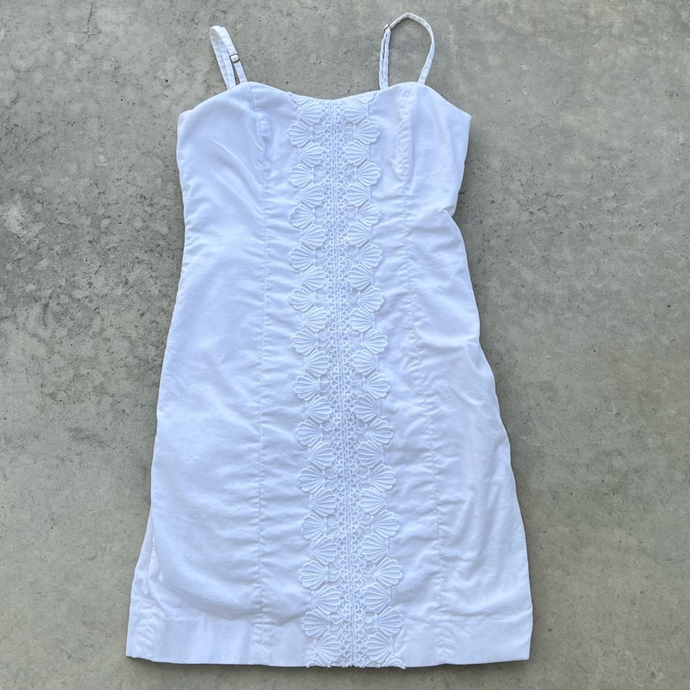 Lilly Pulitzer Dress Shelli Stretch Dress 00 White Shells Mini Dress
